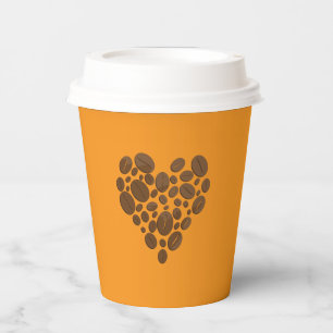 Gobelets En Papier Coffee Beans Heart Paper Cup