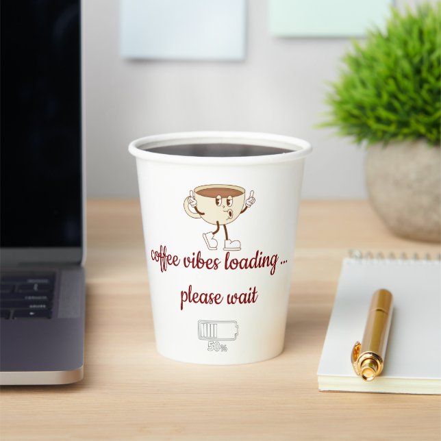 Gobelets En Papier Coffee Vibes Loading – Minimal Coffee Mug  (Insitu)