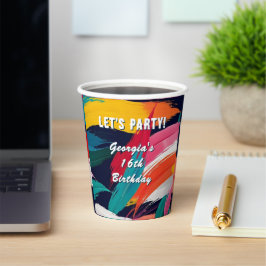 Gobelets En Papier Coloré Abstrait Paint Effect Party