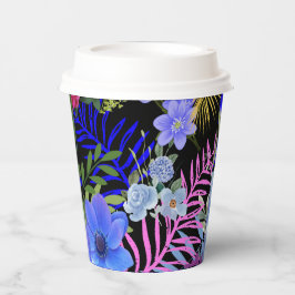 Gobelets En Papier Coloré Rétro Folin Floral Folid