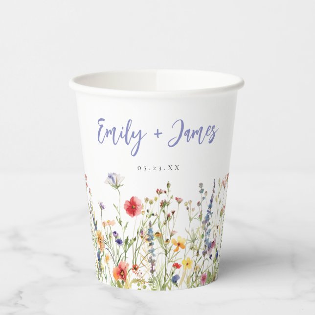 Gobelets En Papier Colorful Wildflower Wedding (Gauche)