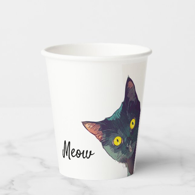 Gobelets En Papier Conception de chat Cute Peeeking (Recto)
