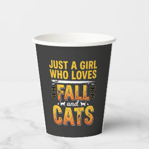 Gobelets En Papier Conception de chats d'automne Halloween fille_1