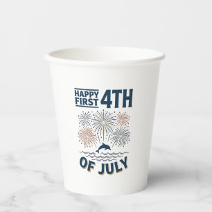 Gobelets En Papier Conception de chemise de feux d'artifice du 4 juil