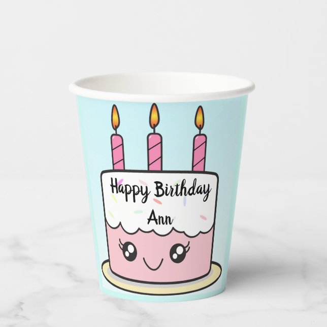 Gobelets En Papier Conception de gâteau d'anniversaire  (Recto)