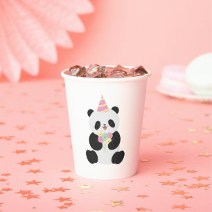 Gobelets En Papier Conception de Panda douce à la menthe et rose