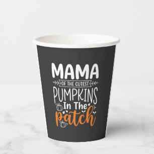 Gobelets En Papier Conception de patch de citrouilles maman Halloween
