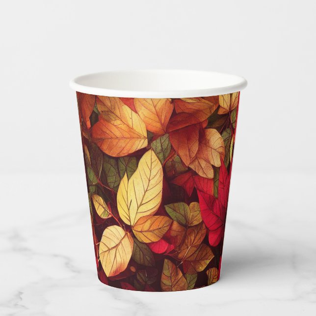 Gobelets En Papier Conception des feuilles automnales (Verso)