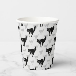 Gobelets En Papier Conception d'ombre de chat noir