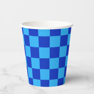 Gobelets En Papier Conception du vérificateur bleu clair et foncé