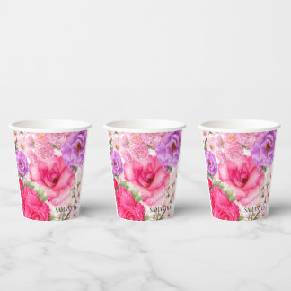 Gobelets En Papier Conception Florale Personnalisée