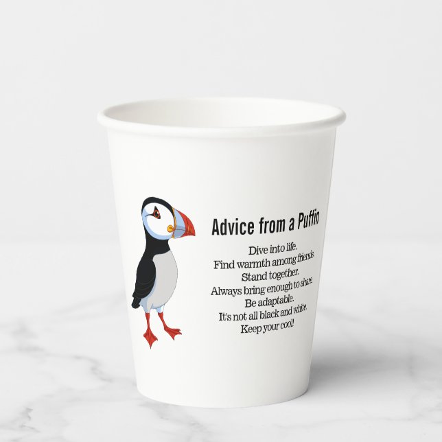Gobelets En Papier Conseil d'un design Puffin (Verso)