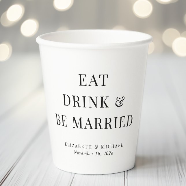 Gobelets En Papier Consommation moderne Boire être marié Mariage (Créateur téléchargé)