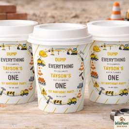 Gobelets En Papier Construction 1ST Birthday | Builder Truck Party