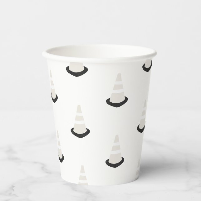 Gobelets En Papier Construction Anniversaire Fête Beige Cone Paper Cu (Recto)