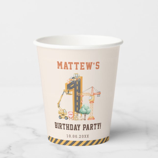 Gobelets En Papier Construction Birthday Party (Recto)