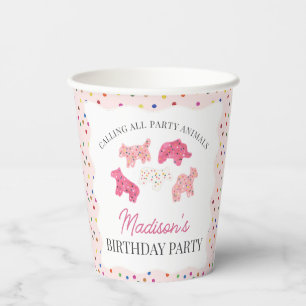 Gobelets En Papier Cookies animaux givrés rose Anniversaire