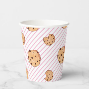 Gobelets En Papier Cookies rayures roses Fête d'anniversaire