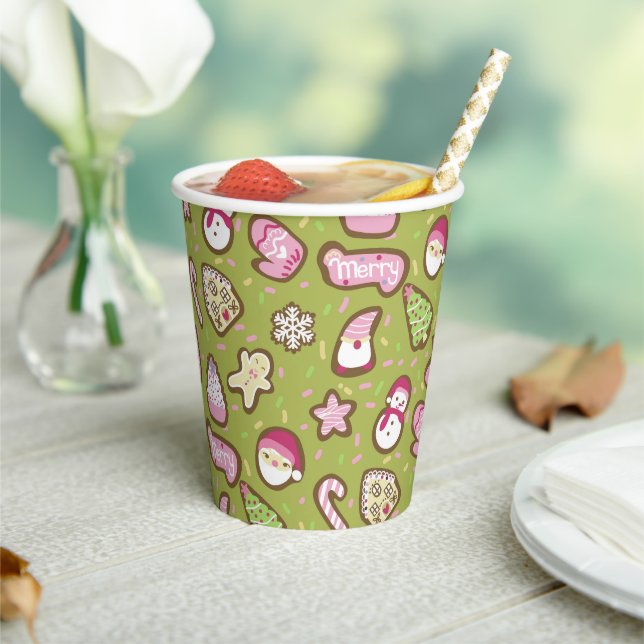 Gobelets En Papier Cookies Vert Noël (Insitu)
