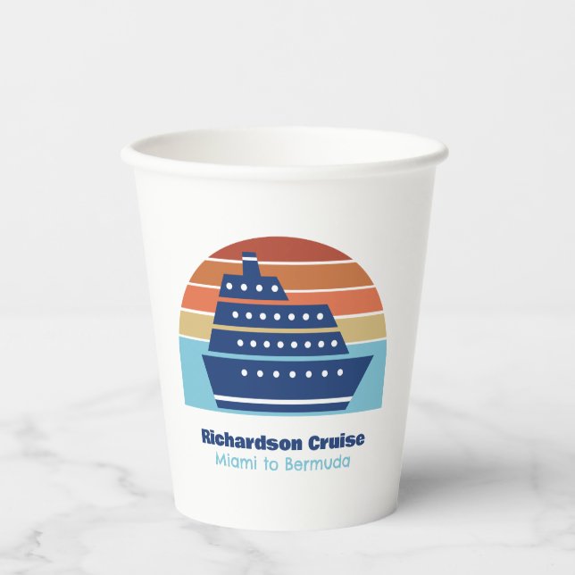 Gobelets En Papier Cool Cruise Ship Famille Voyage Coucher de soleil  (Recto)