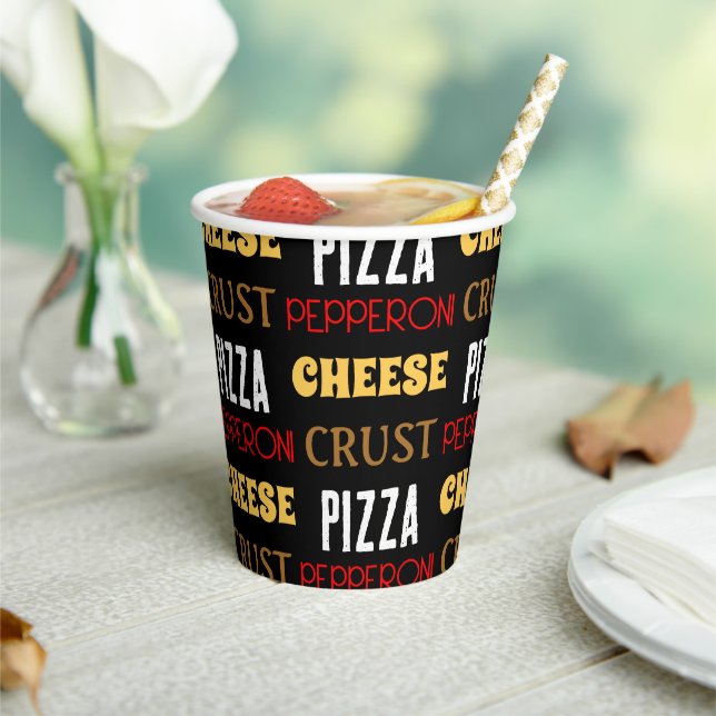 Gobelets En Papier Cool plaisir pizza pepperoni fromage croûte texte  (Insitu)