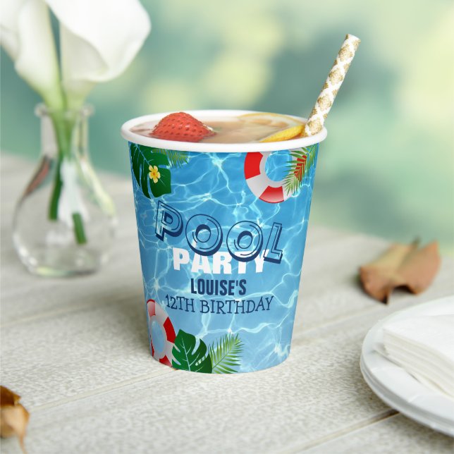 Gobelets En Papier Cool Pool Party | Nage Invitation d'anniversaire (Insitu)