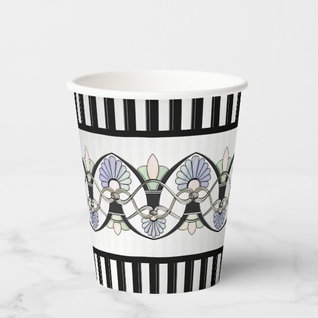 Gobelets En Papier Coques Pastel Art Nouveau, Lys & Arches Noires (Recto)