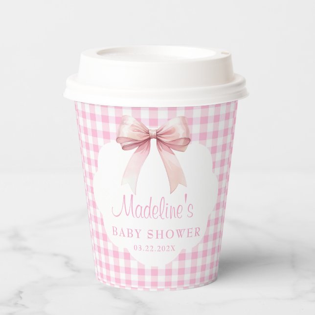 Gobelets En Papier Coquette Pink Bow Baby shower Girl (Recto)