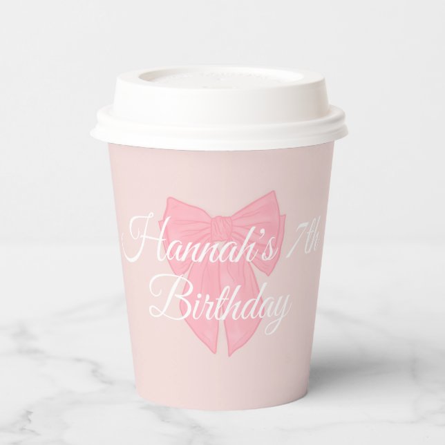 Gobelets En Papier Coquette Pink Ribbon Bow (Gauche)