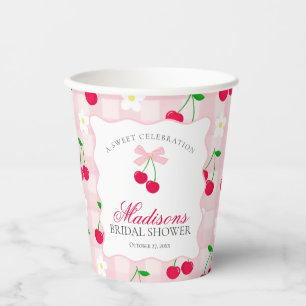 Gobelets En Papier Coquette rose cerise En vichy Fête des mariées