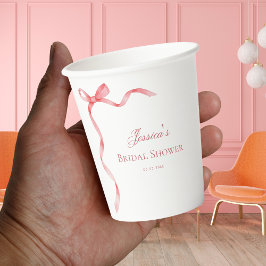 Gobelets En Papier Coquette rose Fête des mariées française de ruban