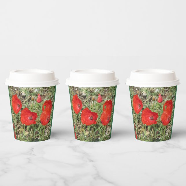 Gobelets En Papier Corfou Red Poppies (Multi)