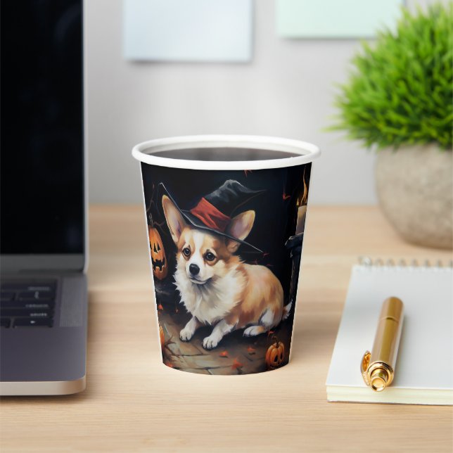 Gobelets En Papier Corgi Citrouille Halloween effroi (Insitu)