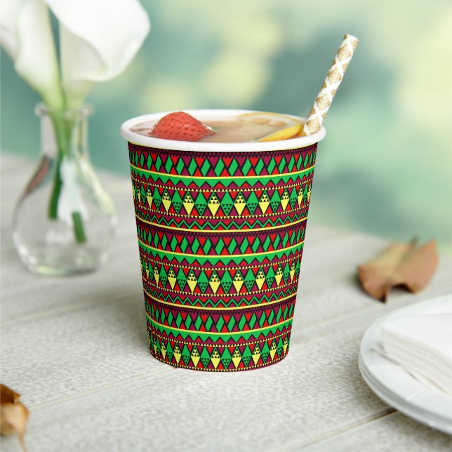 Gobelets En Papier Correspondance Kwanzaa Jaune Rouge Noir Vert (Insitu)