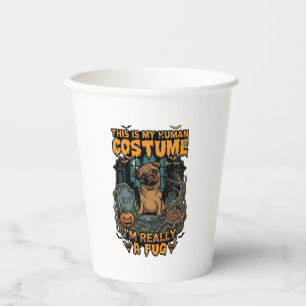 Gobelets En Papier Costume Humain Pug Halloween Citrouille Pierre Tom