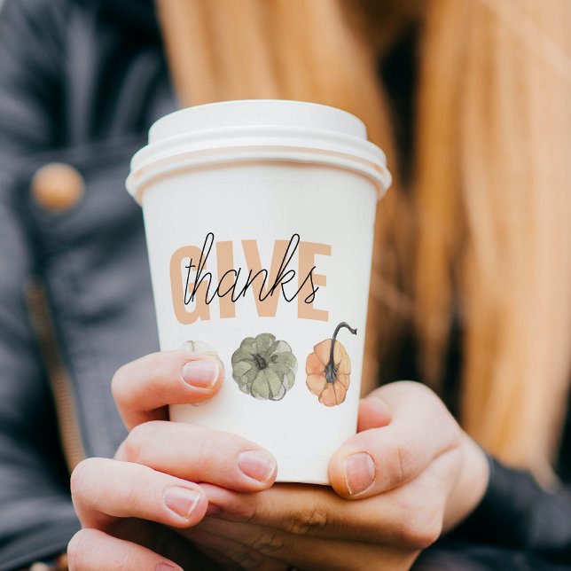 Gobelets En Papier Cosy Pastel Donner Merci et Citrouille (Créateur téléchargé)