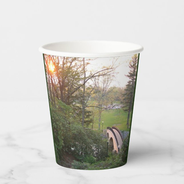 Gobelets En Papier Coucher de soleil au Rainbow Bridge à Grove City C (Recto)