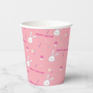 Gobelets En Papier Couleur Pastel mignonne Lapin de Pâques Floral