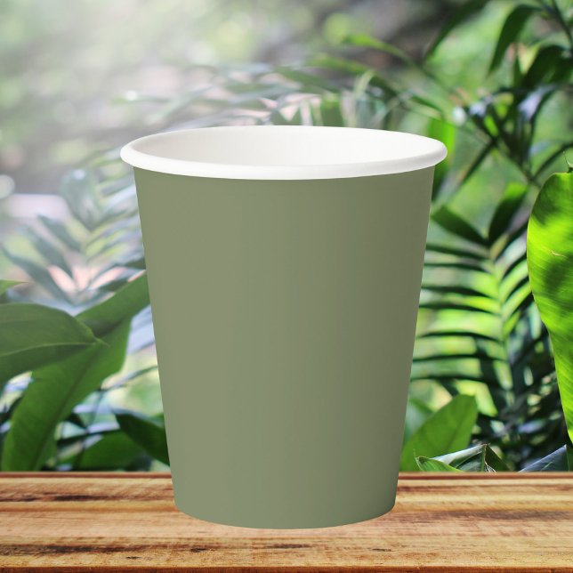 Gobelets En Papier Couleur solide verte Sage (Créateur téléchargé)