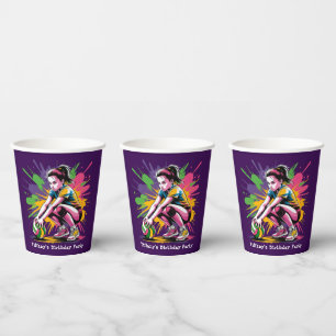 Gobelets En Papier Couleur Splash Volleyball Fille Anniversaire