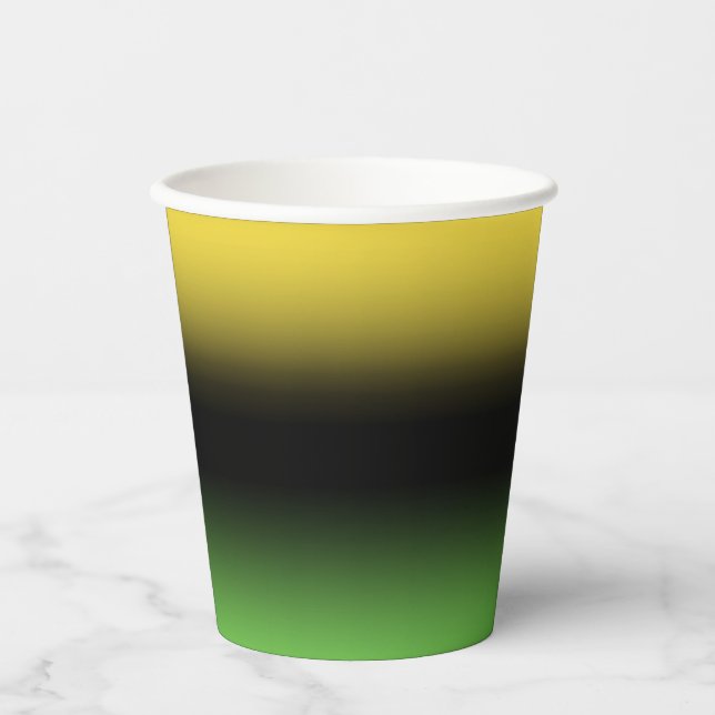 Gobelets En Papier Couleurs jamaïcaines Vert et Jaune (Recto)