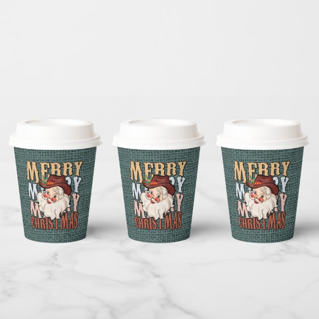 Gobelets En Papier Country Western Père Noël (Multi)