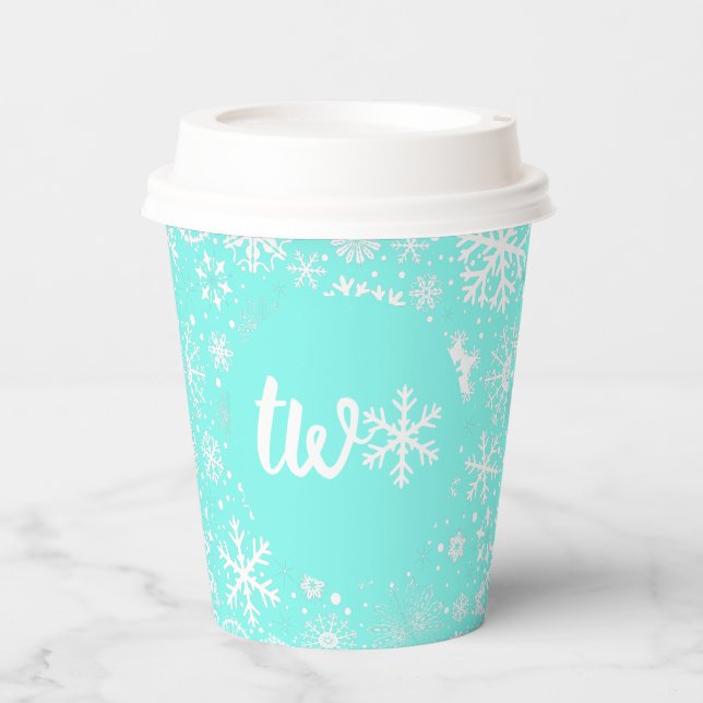 Gobelets En Papier Coupe Aqua Snowflake de deux papiers (Recto)