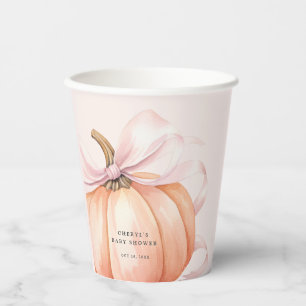 Gobelets En Papier Coupe Baby shower Citrouille Bow rose