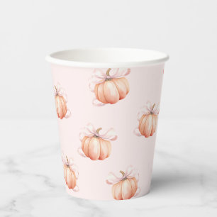 Gobelets En Papier Coupe Baby shower Citrouille Bow rose