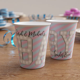 Gobelets En Papier Coupe baby shower de papier de révélation de genre