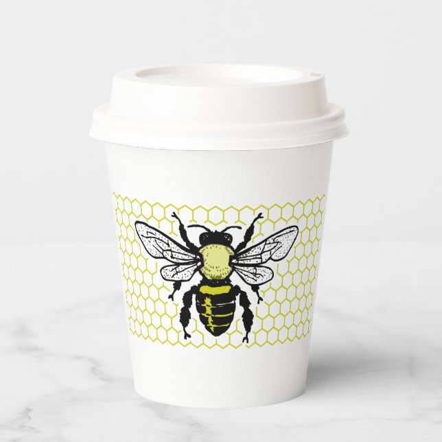 Gobelets En Papier Coupe Bee & Honeypeb Paper (Recto)