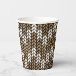 Gobelets En Papier Coupe Brown de papier Motif Knit