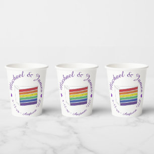Gobelets En Papier Coupe de gâteau Mariage arc-en-ciel Coeur pourpre
