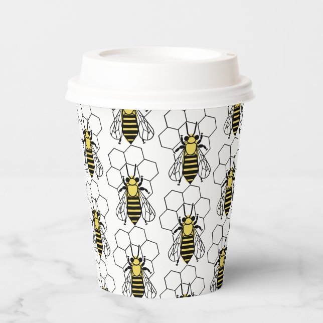 Gobelets En Papier Coupe de papier - Abeilles jaunes et noires (Recto)